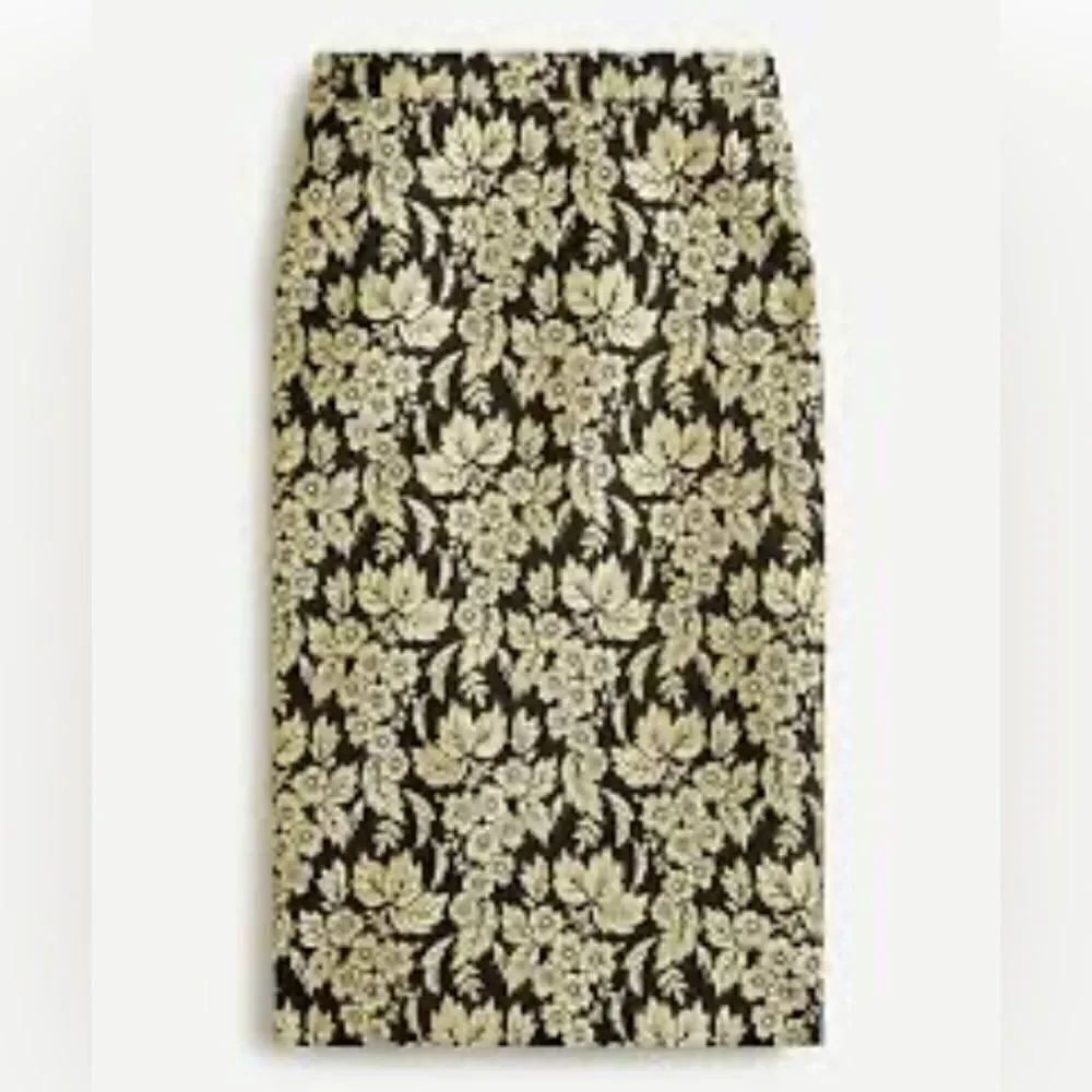 JCrew Collection Jacquard gold metallic patterned pencil skirt 4